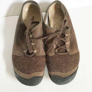 Keen brown leather & boiled wool lace up shoes 11